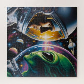 Alien und Astronaut im Weltraum Puzzle (Horizontal)