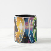 Alien und Astronaut im Weltraum Tasse (Zentrum)
