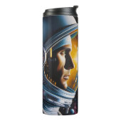 Alien und Astronaut im Weltraum Thermosbecher (Nach links gedreht)