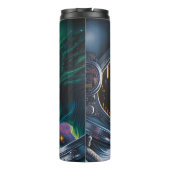 Alien und Astronaut im Weltraum Thermosbecher (Rückseite)