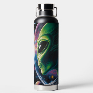 Alien und Astronaut im Weltraum Trinkflasche