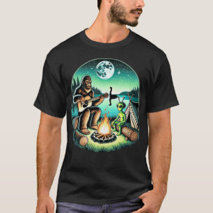 Alien Und Bigfoot Loch Ness Lagerfeuer Sasquatch G T-Shirt