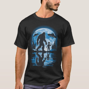 Alien und Bigfoot Moon ufo T-Shirt