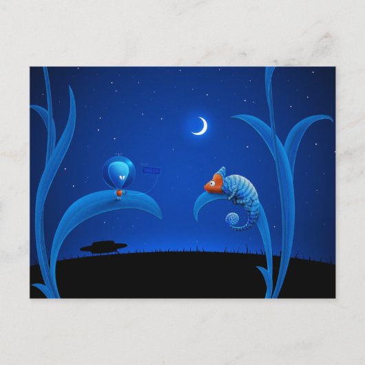 Alien und Chameleon Postkarte (Vorderseite)