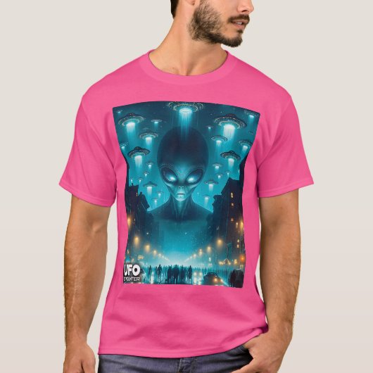 Alien und fliegende Sauerker beobachten Sie T-Shirt (Vorderseite)