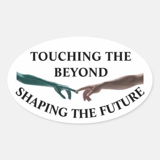 Alien und Mensch Ovaler Aufkleber (Vorderseite)