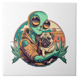 Alien und Mops Fliese