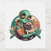 Alien und Mops Weinetikett (Einzelnes Label)