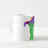 Alien und Pizza Kaffeetasse (Vorderseite Links)