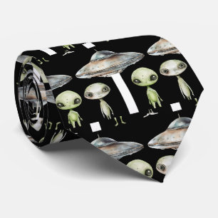 Alien und Raumschiff Krawatte