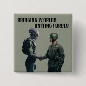 Alien und Soldat Button (Vorderseite)