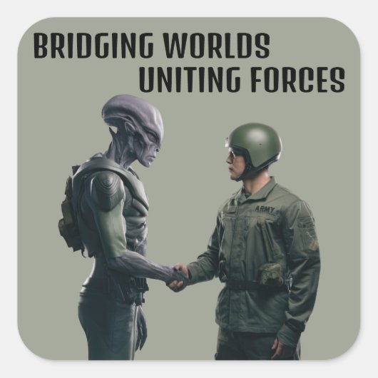 Alien und Soldaten-Sticker-Set Quadratischer Aufkleber (Vorderseite)
