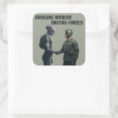 Alien und Soldaten-Sticker-Set Quadratischer Aufkleber (Tasche)