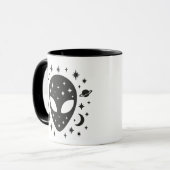 Alien und Sterne Tasse (Vorderseite Links)