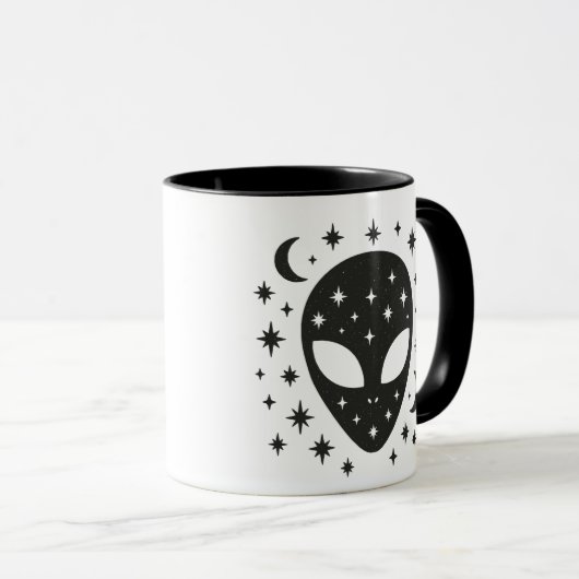 Alien und Sterne Tasse (VorderseiteRechts)