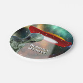 Alien und UFO personifizieren Pappteller (Schrägansicht)