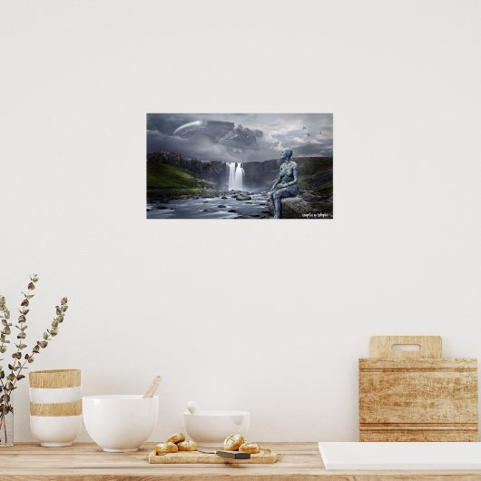 Alien und UFO Spaceship Graphic Art Poster (Küche)