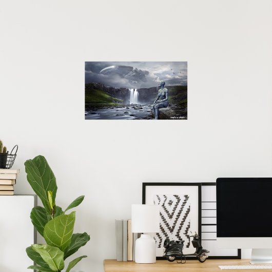 Alien und UFO Spaceship Graphic Art Poster (Heimbüro)