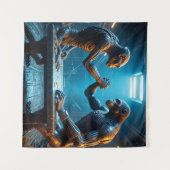 Alien und Wrestling der Affen Wandteppich (Vorderseite (Horizontal))