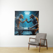 Alien und Wrestling der Affen Wandteppich (Beispiel)