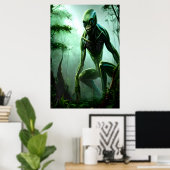 Alien-Ungeheuer im Wald | Art der AI Poster (Heimbüro)