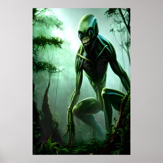 Alien-Ungeheuer im Wald | Art der AI Poster (Vorne)