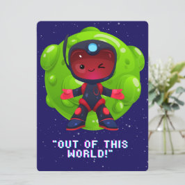 ALIEN, UNIVERSUM, ROCKETSCHAFT, PLANET UND ASTRONA FEIERTAGSKARTE