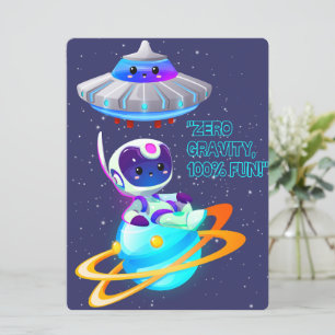 ALIEN, UNIVERSUM, ROCKETSCHAFT, PLANET UND ASTRONA FEIERTAGSKARTE