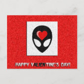 Alien Valentine Feiertagspostkarte (Vorderseite)