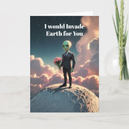 Alien Valentine on the Moon – “I Will Invade Earth Feiertagskarte