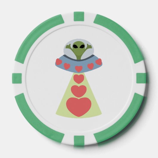 Alien Valentine zur Liebe des Weltraums Pokerchips (Vorderseite)