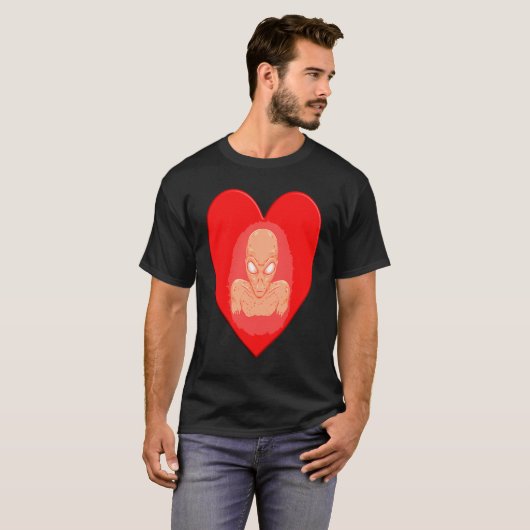 Alien Valentine's Day Artwork Alien Torso Heart T-Shirt (Vorne ganz)