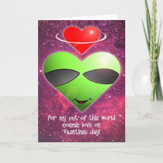 Alien Valentinstag Feiertagskarte (Vorderseite)
