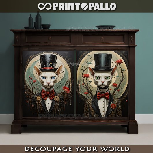 Alien-Verbindung - Katzenpaar mit Top-Hut Seidenpapier