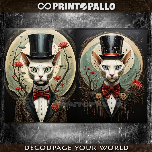 Alien-Verbindung - Katzenpaar mit Top-Hut Seidenpapier