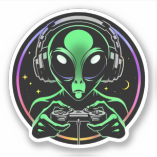 Alien Video Games mit Star Background Aufkleber