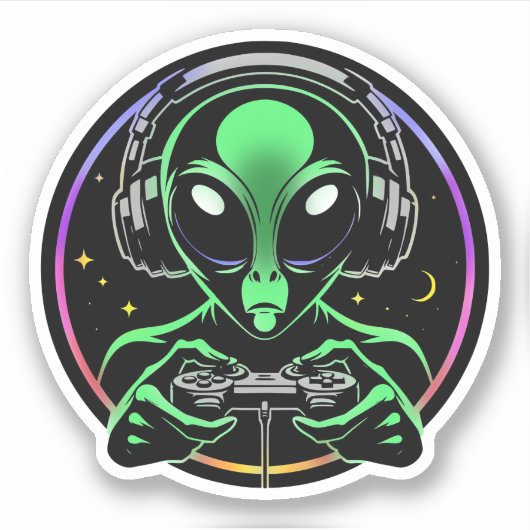 Alien Video Games mit Star Background Aufkleber (Vorderseite)