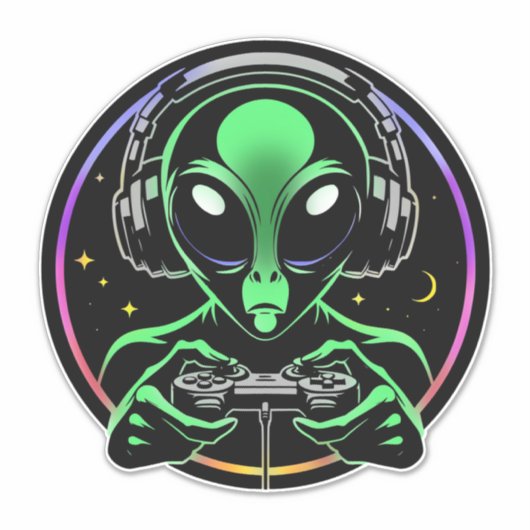 Alien Video Games mit Star Background Aufkleber (Vorderseite)