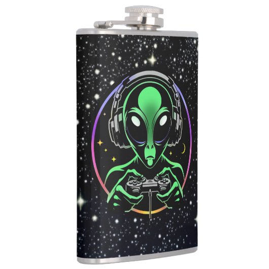 Alien Video Games mit Star Background Flachmann (Rechts)