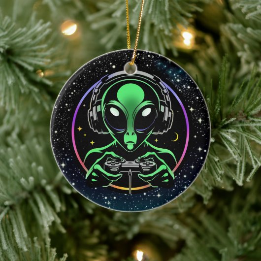 Alien Video Games mit Star Background Keramik Ornament (Baum)