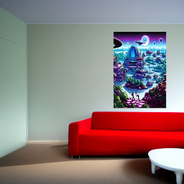 Alien Village auf dem Planeten Alien | AI Art Post Poster