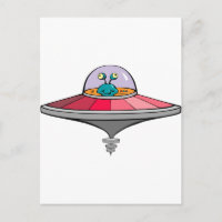 Alien von niedlichen Cartoon in einem UFO