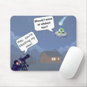Alien vs Astronomer UFO Humor Mauspad (Mit Mouse)