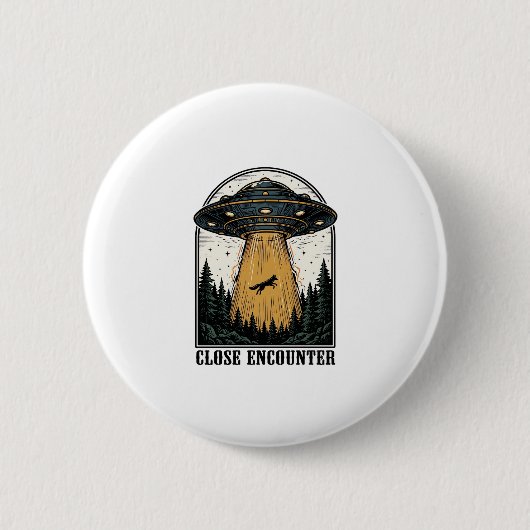 Alien-Wald-Entführung Vintage-UFO-Gravur Button (Vorderseite)