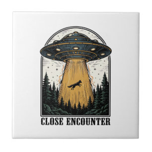 Alien-Wald-Entführung Vintage-UFO-Gravur Fliese