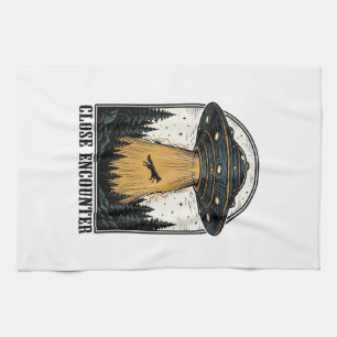 Alien-Wald-Entführung Vintage-UFO-Gravur Geschirrtuch