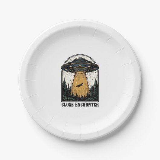 Alien-Wald-Entführung Vintage-UFO-Gravur Pappteller (Vorderseite)
