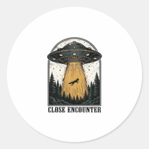 Alien-Wald-Entführung Vintage-UFO-Gravur Runder Aufkleber