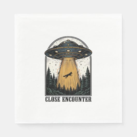 Alien-Wald-Entführung Vintage-UFO-Gravur Serviette (Vorderseite)