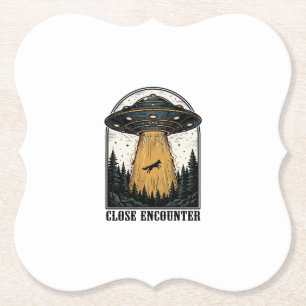 Alien-Wald-Entführung Vintage-UFO-Gravur Untersetzer